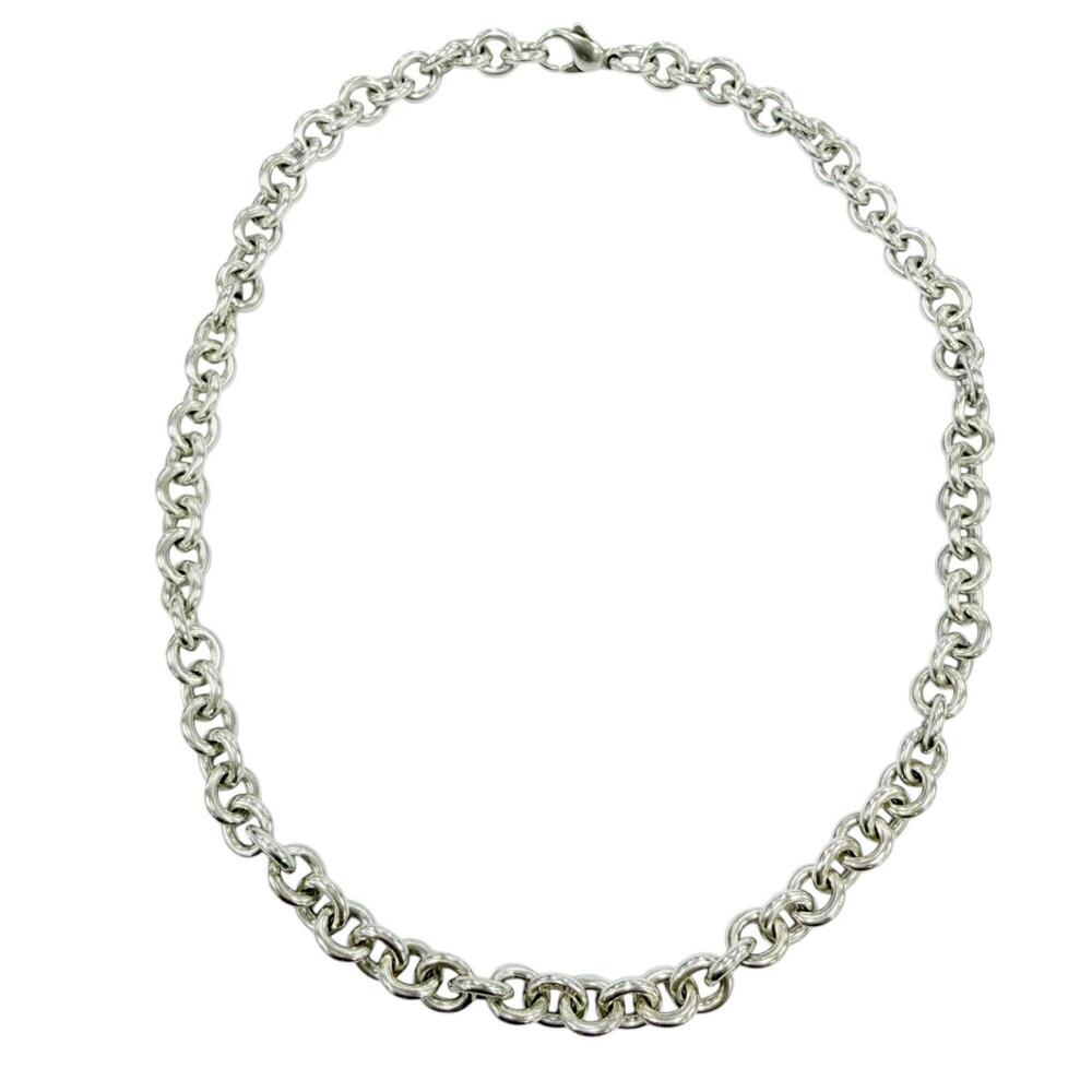 TIFFANY&Co. Tiffany Vintage 925 Donut Oval Link Necklace, Silver, Weight 57.3...